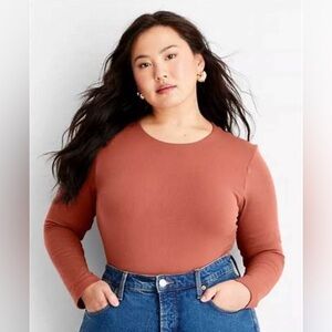 Women's Long Sleeve Bodysuit - Rust